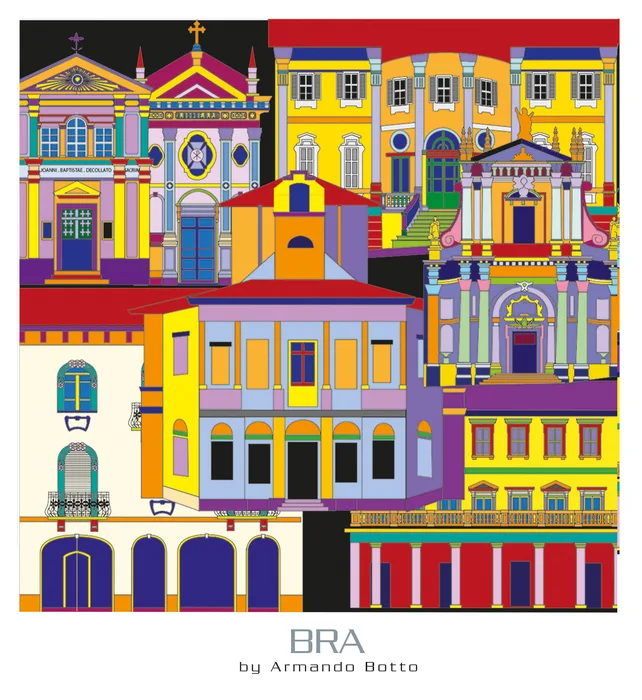 Bra, opera di city design a colori by Armando Botto