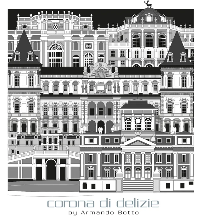Corona delle delizie, opera di city design in bianco e nero by Armando Botto