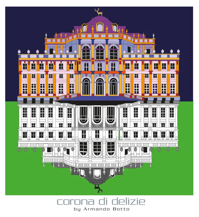 Corona delle delizie — Stupinigi specchiato, opera di city design a colori by Armando Botto