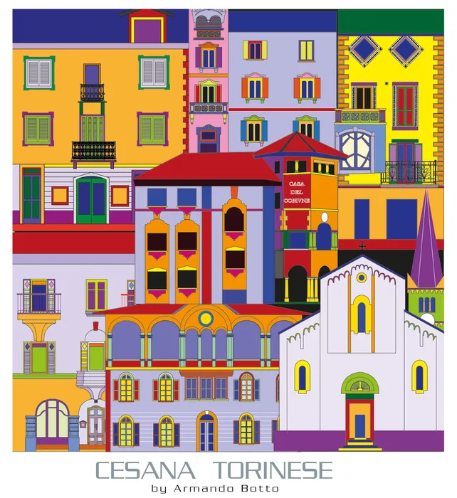 Cesana Torinese, opera di city design a colori by Armando Botto