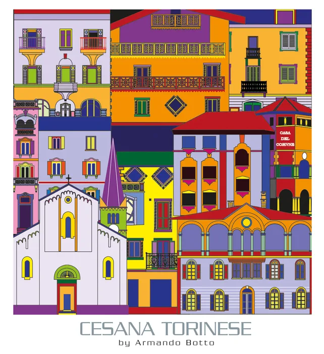 Cesana Torinese, opera di city design a colori by Armando Botto