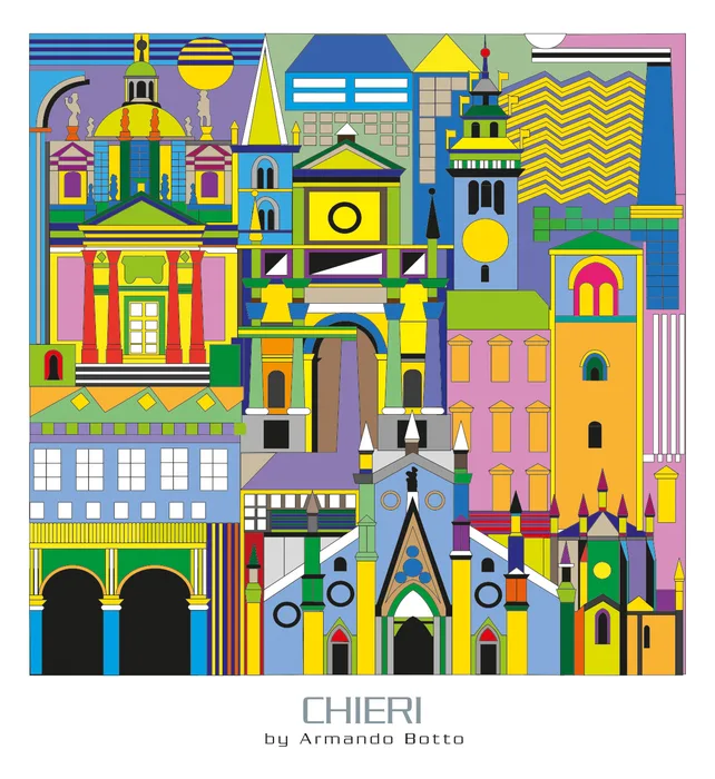 Chieri, opera di city design a colori by Armando Botto