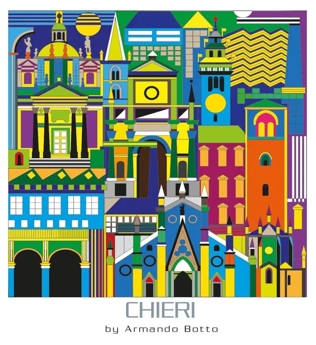 Chieri, opera di city design a colori by Armando Botto