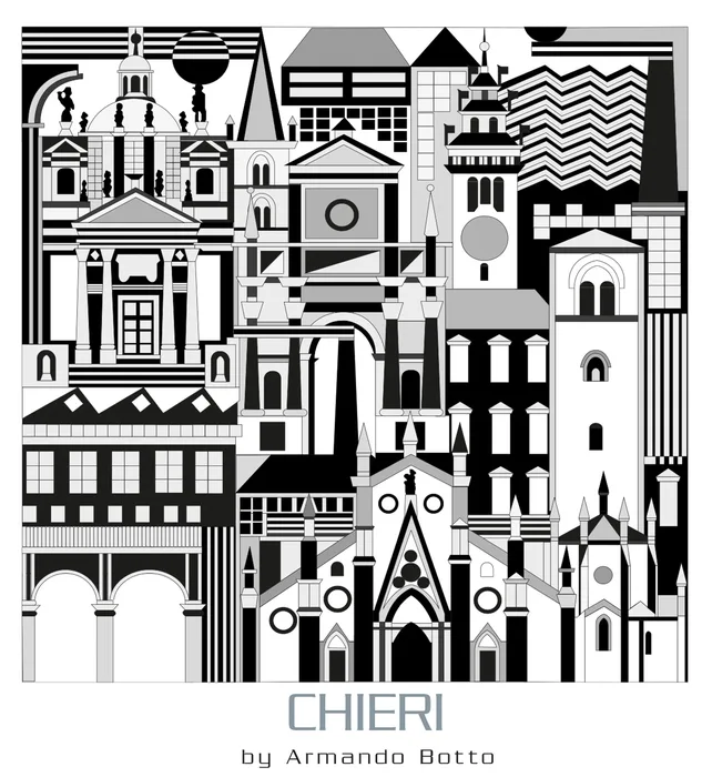 Chieri, opera di city design in bianco e nero by Armando Botto
