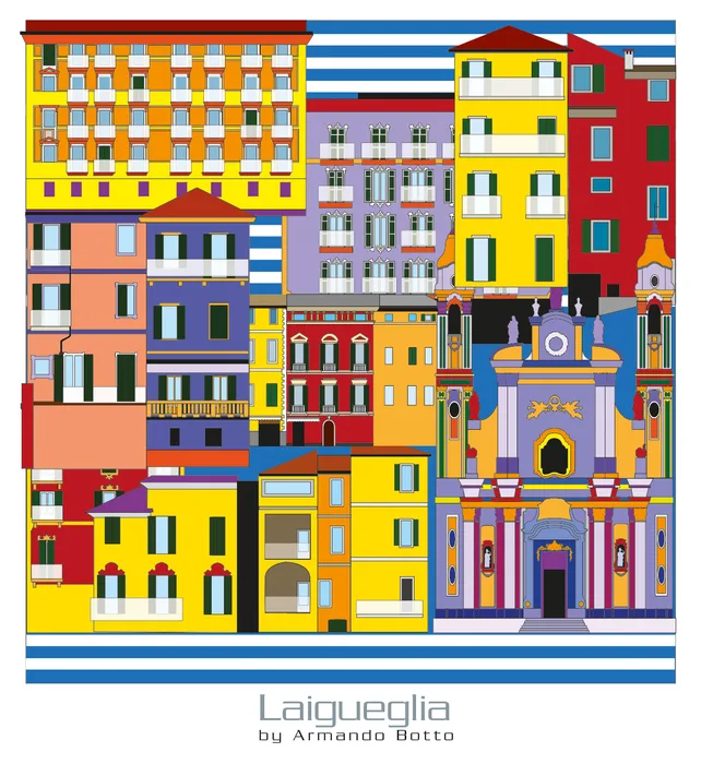Laigueglia, opera di city design a colori by Armando Botto