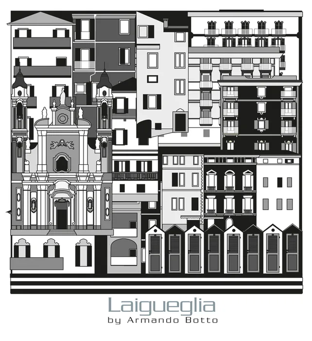 Laigueglia, opera di city design in bianco e nero by Armando Botto