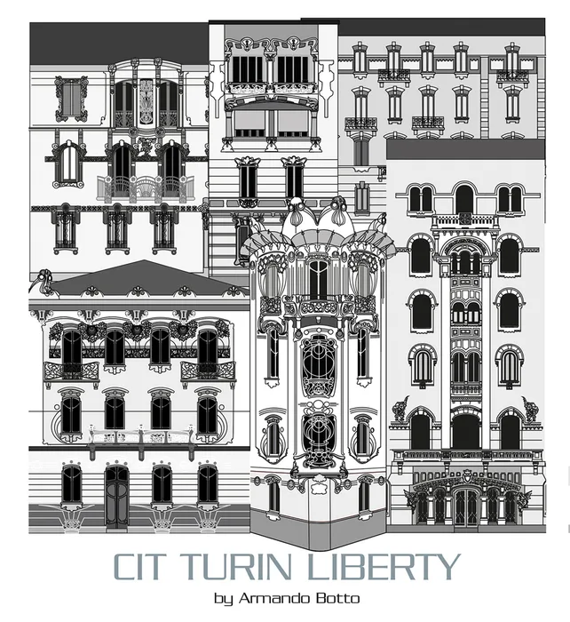 Cit Turin — Liberty, opera di city design in bianco e nero by Armando Botto