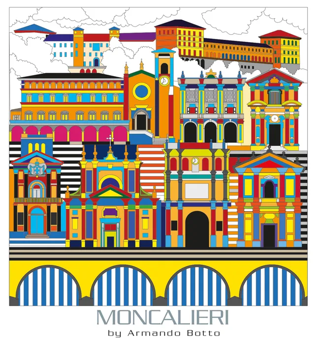 Moncalieri, opera di city design a colori by Armando Botto