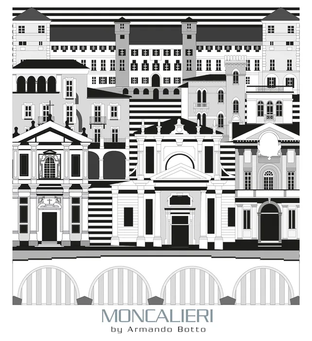 Moncalieri, opera di city design in bianco e nero by Armando Botto