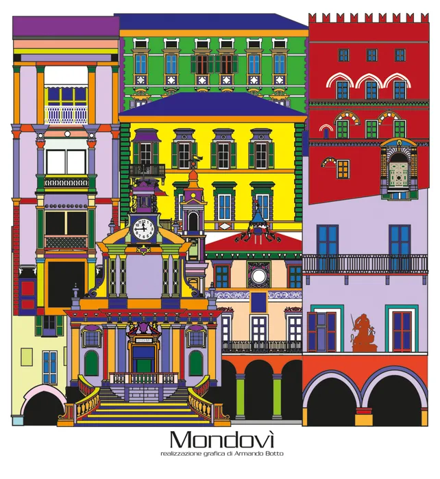 Mondovì, opera di city design a colori by Armando Botto