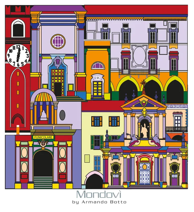 Mondovì, opera di city design a colori by Armando Botto
