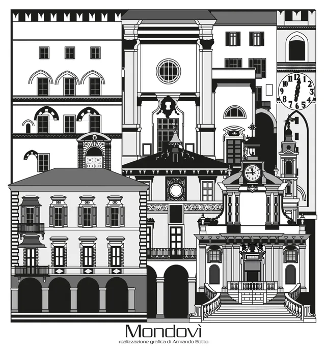 Mondovì, opera di city design in bianco e nero by Armando Botto