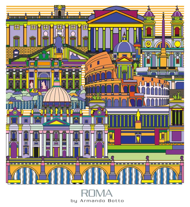 Roma, opera di city design a colori by Armando Botto
