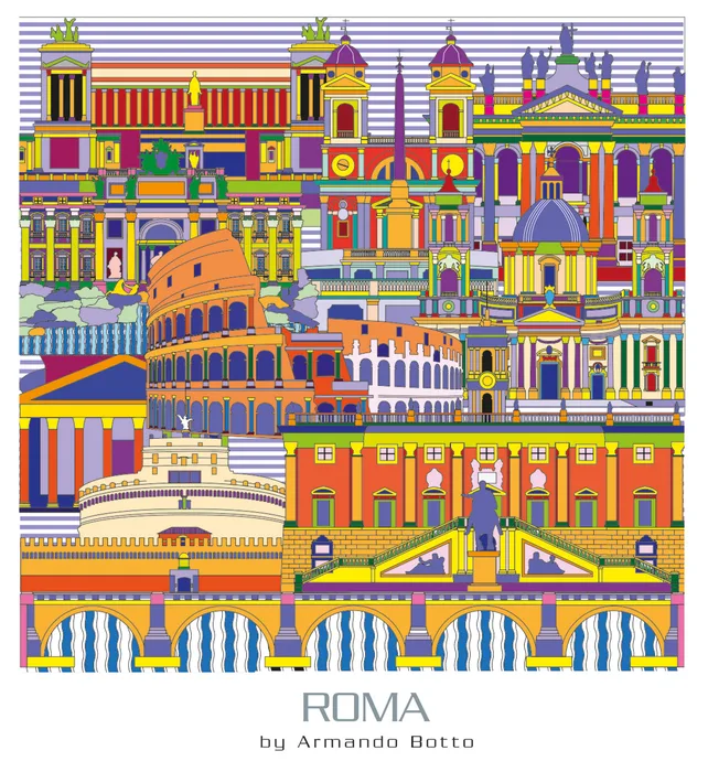 Roma, opera di city design a colori by Armando Botto