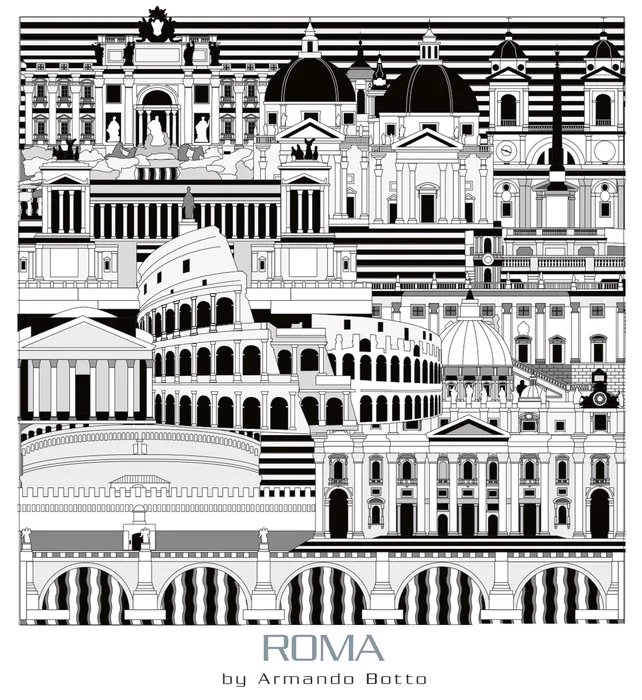 Roma, opera di city design in bianco e nero by Armando Botto