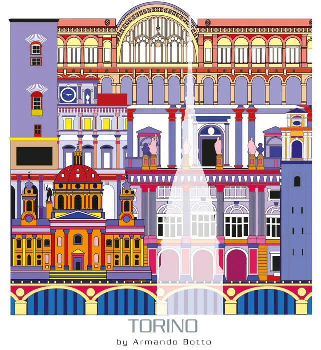 Torino — Mole Antonelliana, opera di city design a colori by Armando Botto