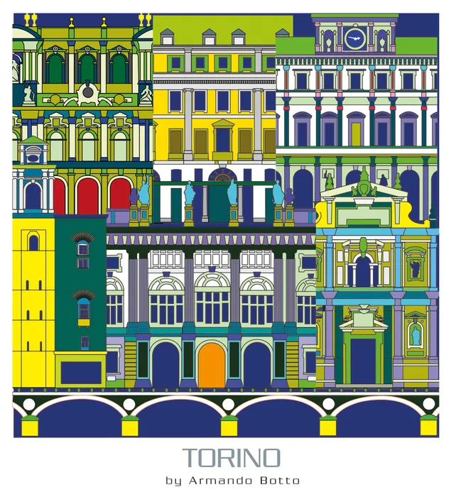 Torino, opera di city design a colori by Armando Botto