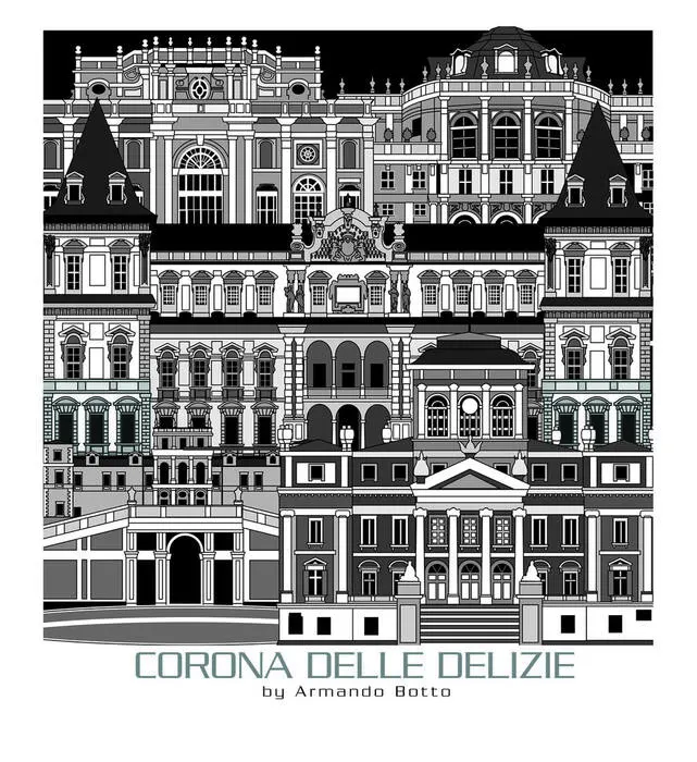 Corona delle delizie, opera di city design in bianco e nero by Armando Botto