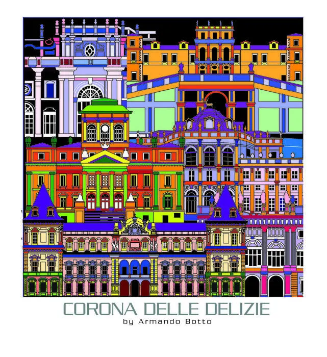 Corona delle delizie, opera di city design a colori by Armando Botto
