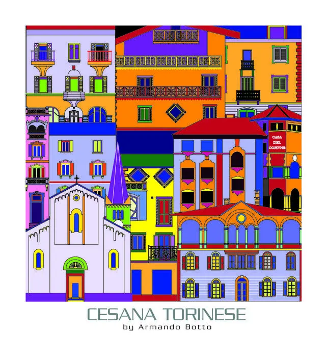 Cesana Torinese, opera di city design a colori by Armando Botto