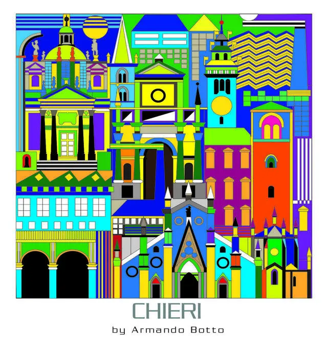 Chieri, opera di city design a colori by Armando Botto