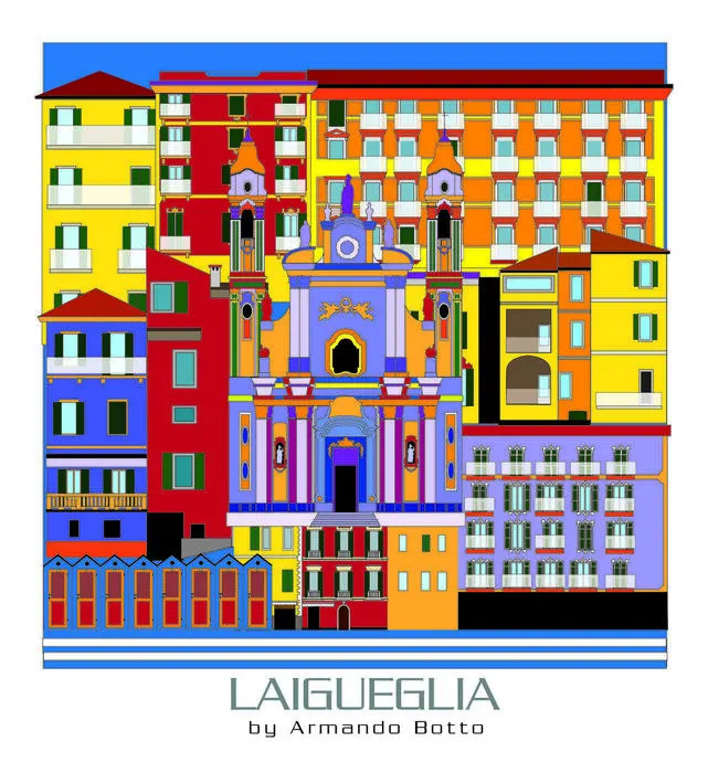 Laigueglia, opera di city design a colori by Armando Botto
