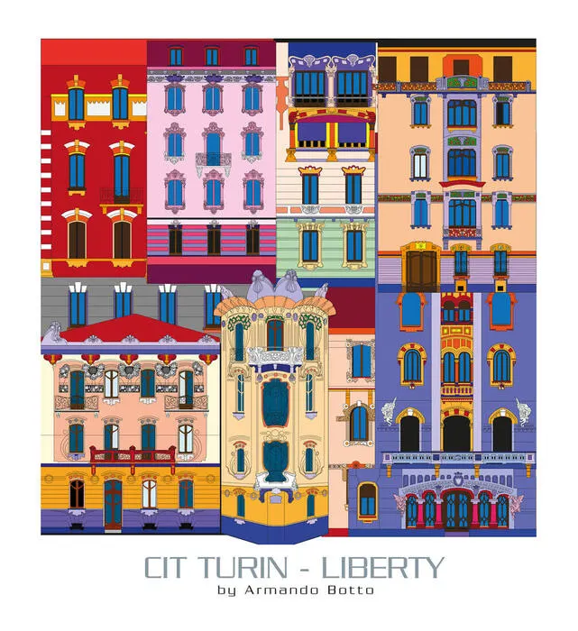 Cit Turin — Liberty, opera di city design a colori by Armando Botto