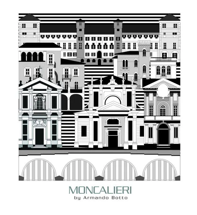Moncalieri, opera di city design in bianco e nero by Armando Botto