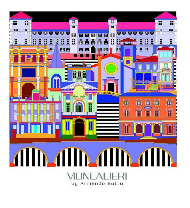 Moncalieri, opera di city design a colori by Armando Botto