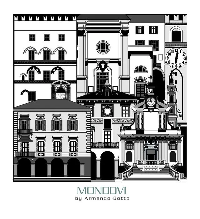 Mondovì, opera di city design in bianco e nero by Armando Botto