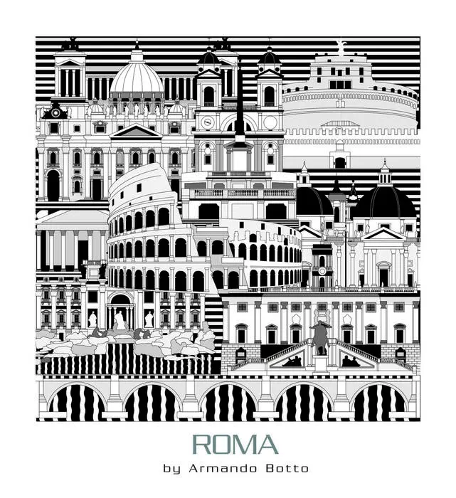 Roma, opera di city design in bianco e nero by Armando Botto