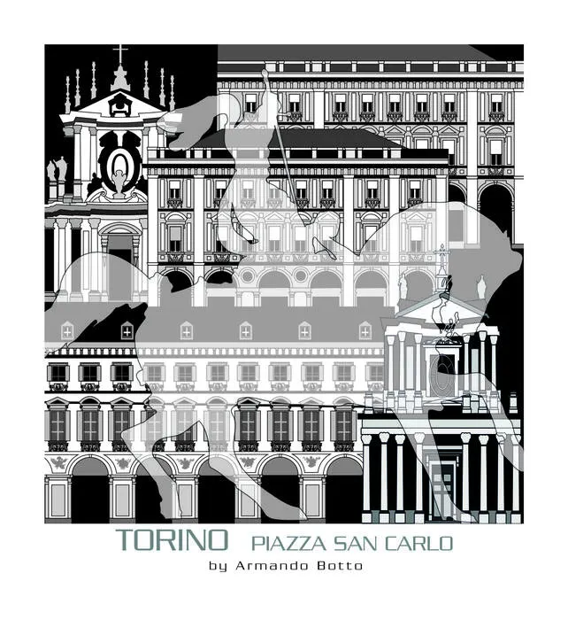 Torino — Piazza San Carlo, opera di city design in bianco e nero by Armando Botto