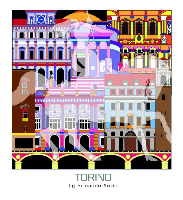 Torino, opera di city design a colori by Armando Botto